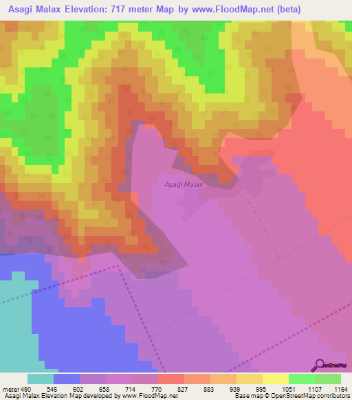 Asagi Malax,Azerbaijan Elevation Map