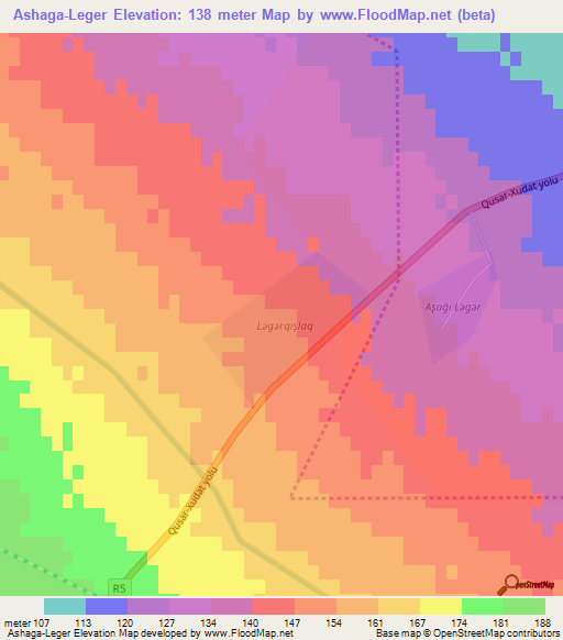 Ashaga-Leger,Azerbaijan Elevation Map