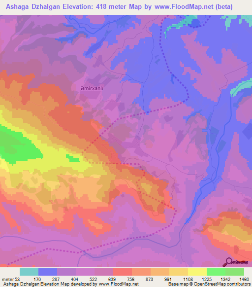 Ashaga Dzhalgan,Azerbaijan Elevation Map