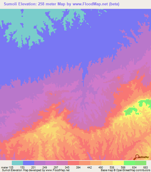 Sumoli,Iran Elevation Map