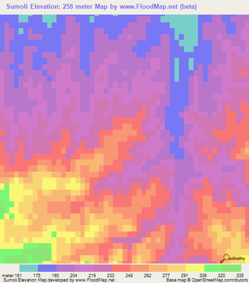 Sumoli,Iran Elevation Map