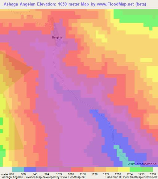 Ashaga Angelan,Azerbaijan Elevation Map
