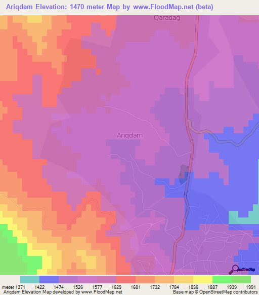 Ariqdam,Azerbaijan Elevation Map