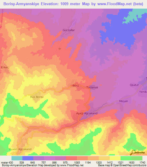 Borisy-Armyanskiye,Azerbaijan Elevation Map