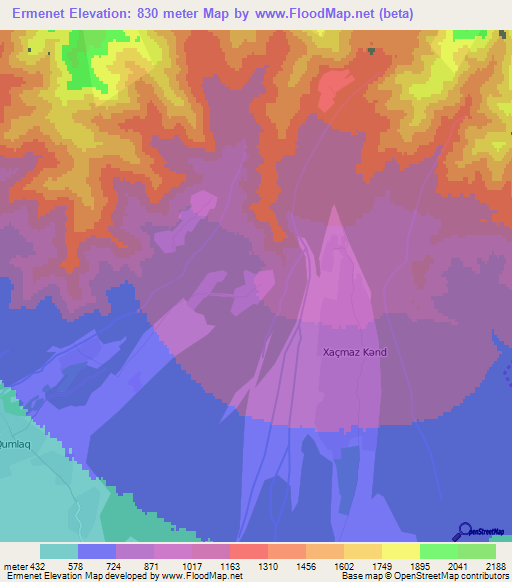 Ermenet,Azerbaijan Elevation Map