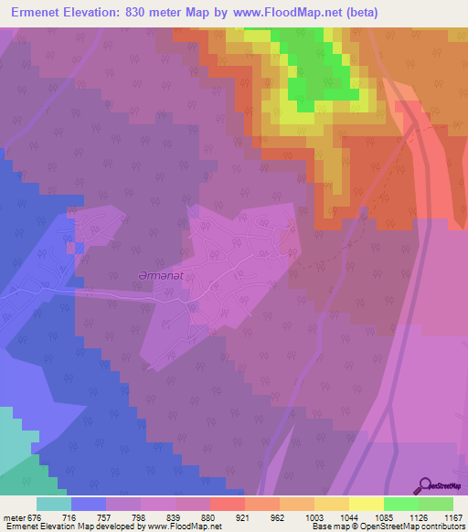 Ermenet,Azerbaijan Elevation Map