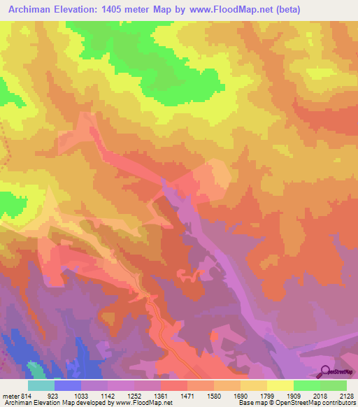 Archiman,Azerbaijan Elevation Map
