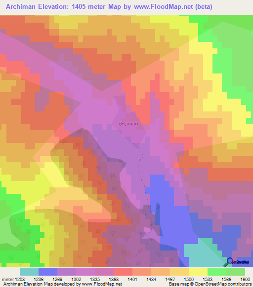 Archiman,Azerbaijan Elevation Map