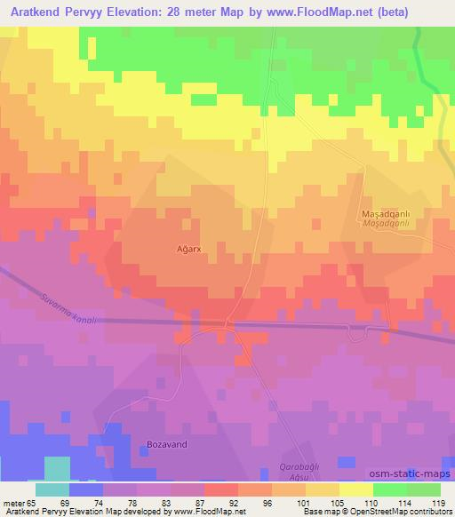 Aratkend Pervyy,Azerbaijan Elevation Map