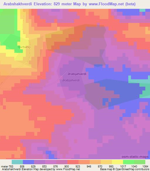 Arabshakhverdi,Azerbaijan Elevation Map