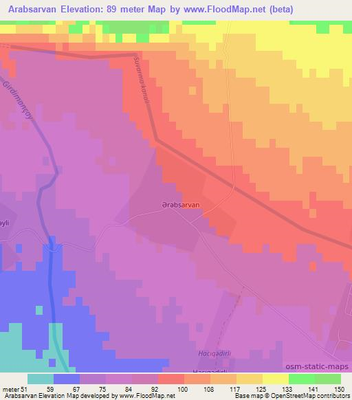 Arabsarvan,Azerbaijan Elevation Map