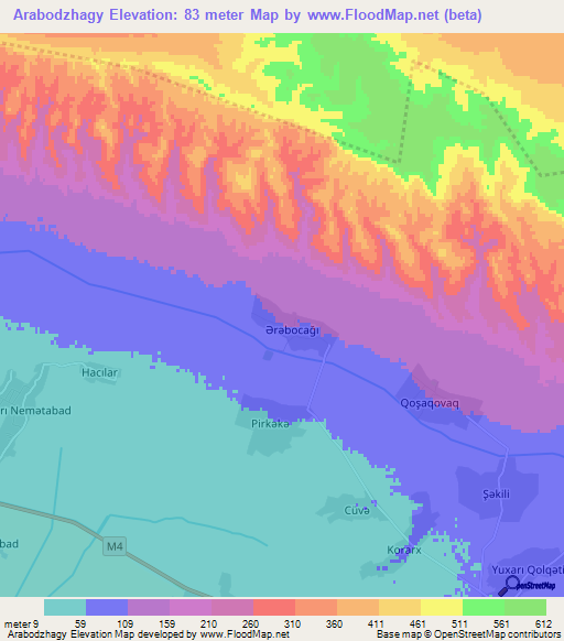 Arabodzhagy,Azerbaijan Elevation Map