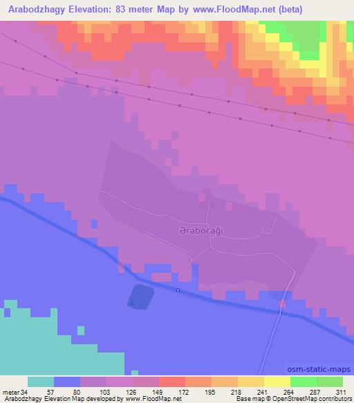 Arabodzhagy,Azerbaijan Elevation Map