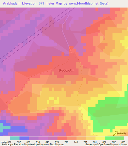 Arabkadym,Azerbaijan Elevation Map