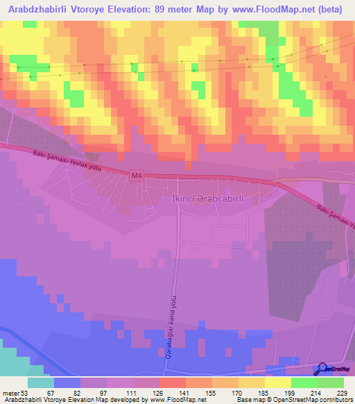 Arabdzhabirli Vtoroye,Azerbaijan Elevation Map