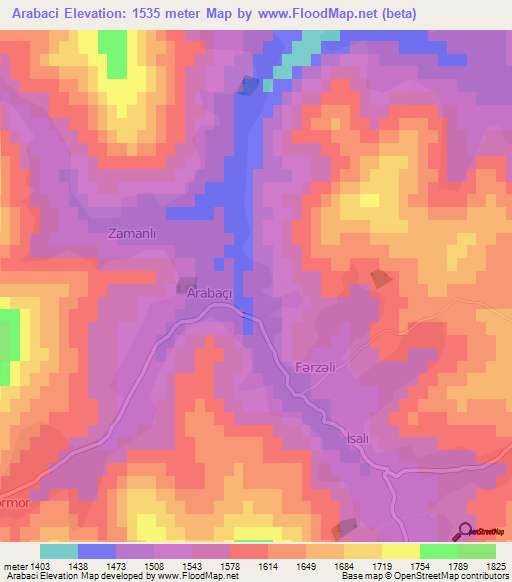 Arabaci,Azerbaijan Elevation Map