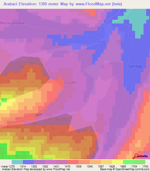 Arabaci,Azerbaijan Elevation Map