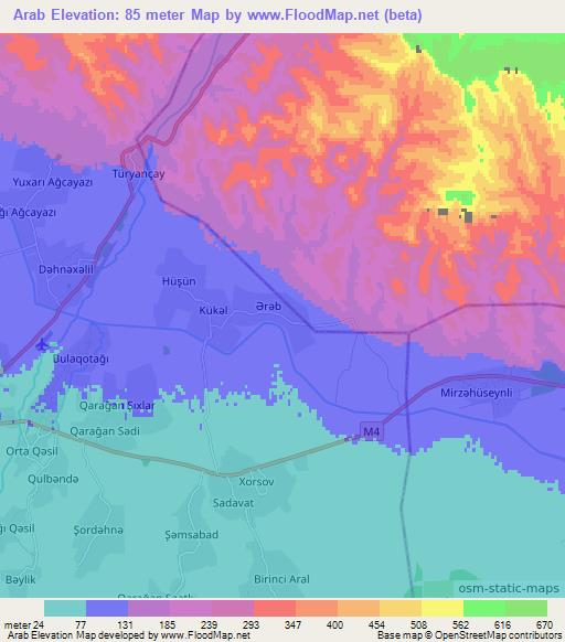 Arab,Azerbaijan Elevation Map