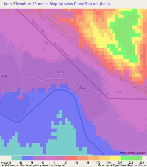 Arab,Azerbaijan Elevation Map