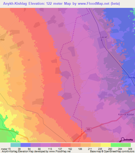 Anykh-Kishlag,Azerbaijan Elevation Map
