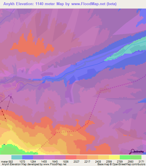 Anykh,Azerbaijan Elevation Map