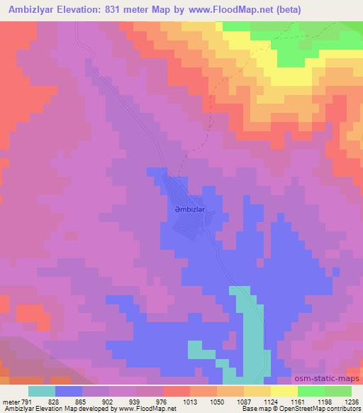 Ambizlyar,Azerbaijan Elevation Map