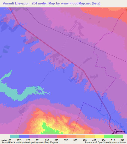 Amanli,Azerbaijan Elevation Map