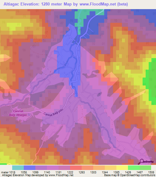 Altiagac,Azerbaijan Elevation Map