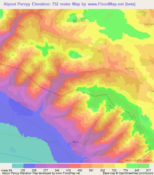 Alpout Pervyy,Azerbaijan Elevation Map