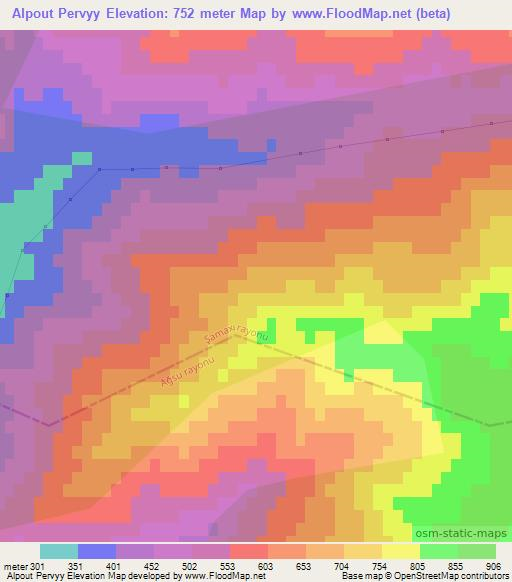Alpout Pervyy,Azerbaijan Elevation Map