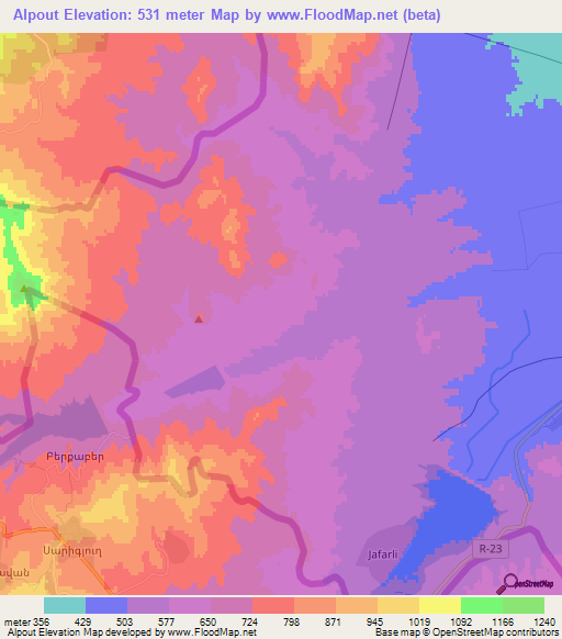 Alpout,Azerbaijan Elevation Map