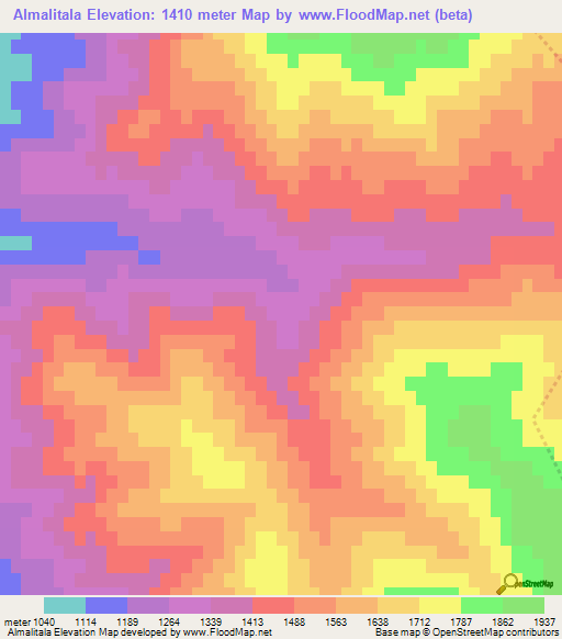 Almalitala,Azerbaijan Elevation Map