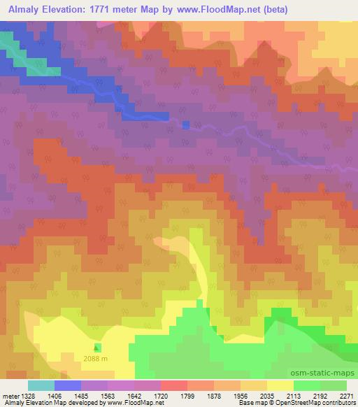 Almaly,Azerbaijan Elevation Map