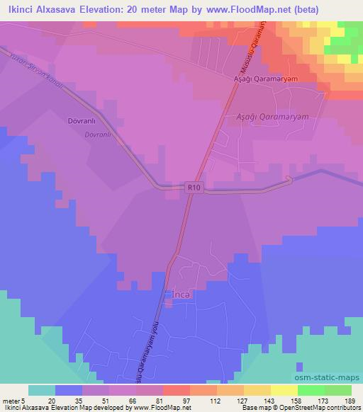 Ikinci Alxasava,Azerbaijan Elevation Map