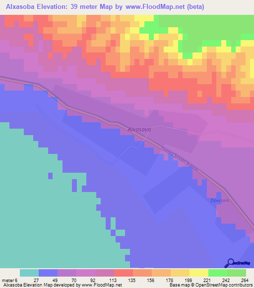 Alxasoba,Azerbaijan Elevation Map