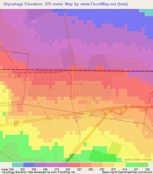 Alyushagy,Azerbaijan Elevation Map