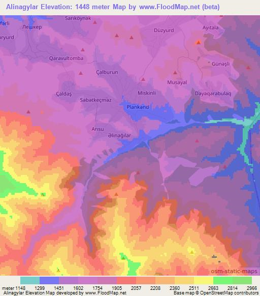 Alinagylar,Azerbaijan Elevation Map