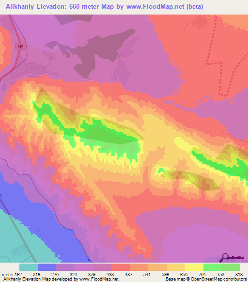 Alikhanly,Azerbaijan Elevation Map