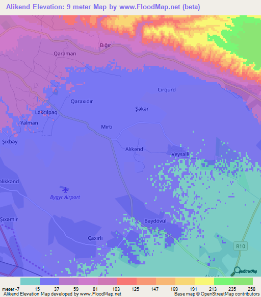 Alikend,Azerbaijan Elevation Map