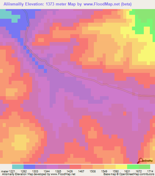 Aliismailly,Azerbaijan Elevation Map