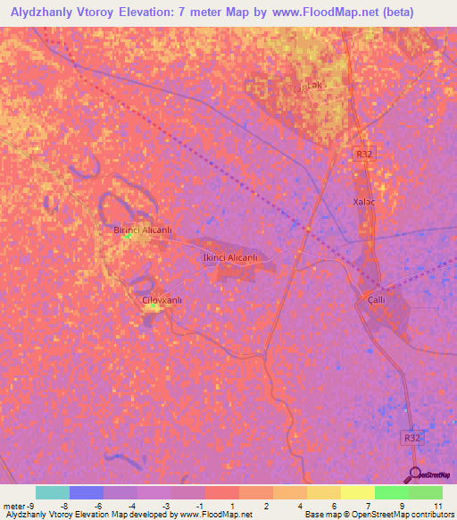 Alydzhanly Vtoroy,Azerbaijan Elevation Map