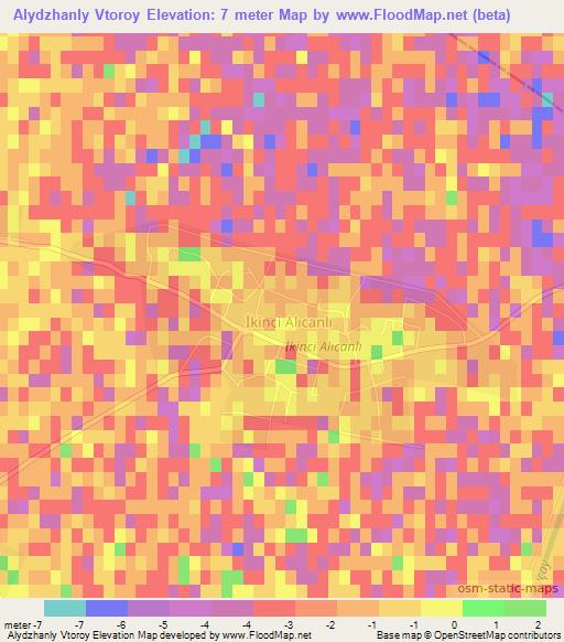 Alydzhanly Vtoroy,Azerbaijan Elevation Map