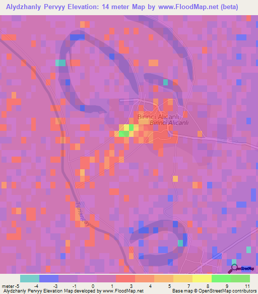Alydzhanly Pervyy,Azerbaijan Elevation Map