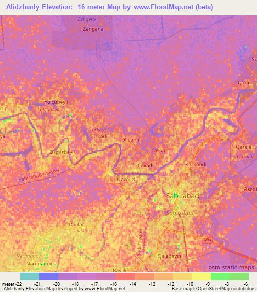 Alidzhanly,Azerbaijan Elevation Map