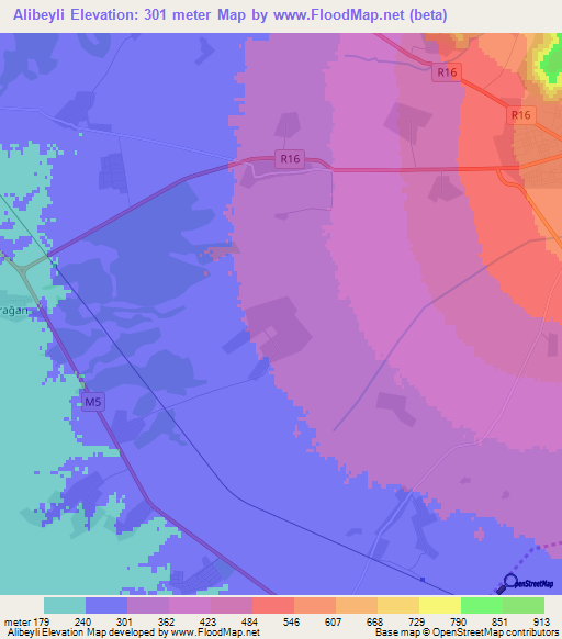Alibeyli,Azerbaijan Elevation Map