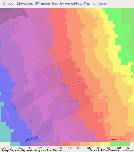 Alibeyli,Azerbaijan Elevation Map
