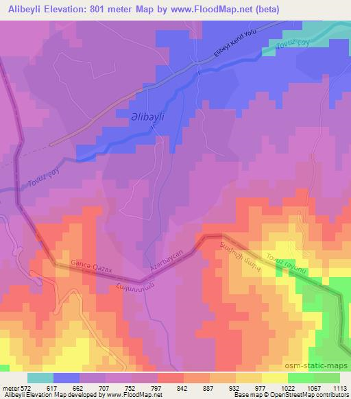 Alibeyli,Azerbaijan Elevation Map