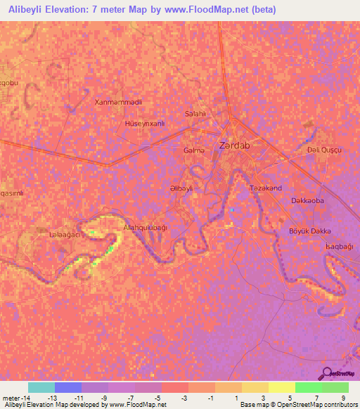 Alibeyli,Azerbaijan Elevation Map