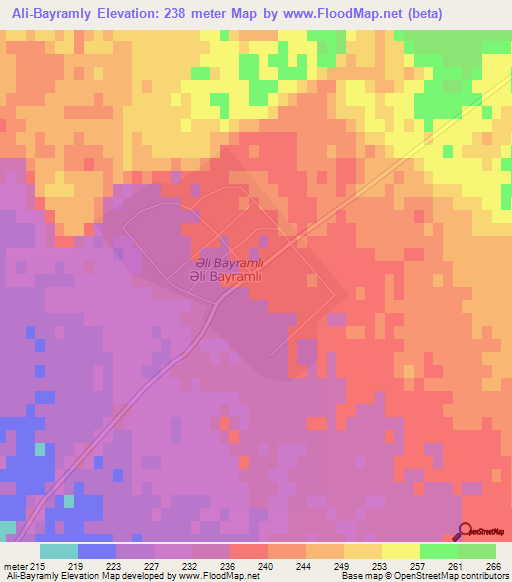 Ali-Bayramly,Azerbaijan Elevation Map