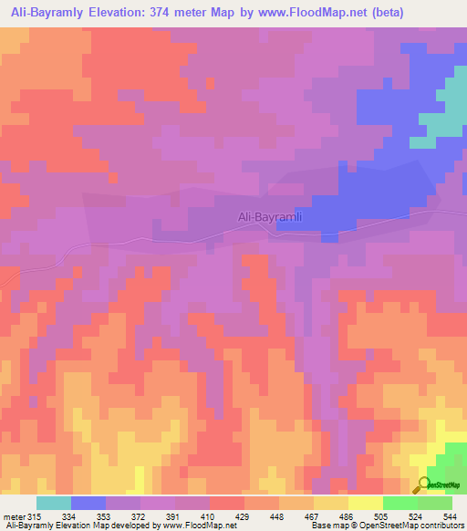 Ali-Bayramly,Azerbaijan Elevation Map